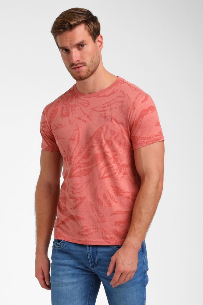 ALLOVER PRINT T SHIRT 155911 SUNSET RED